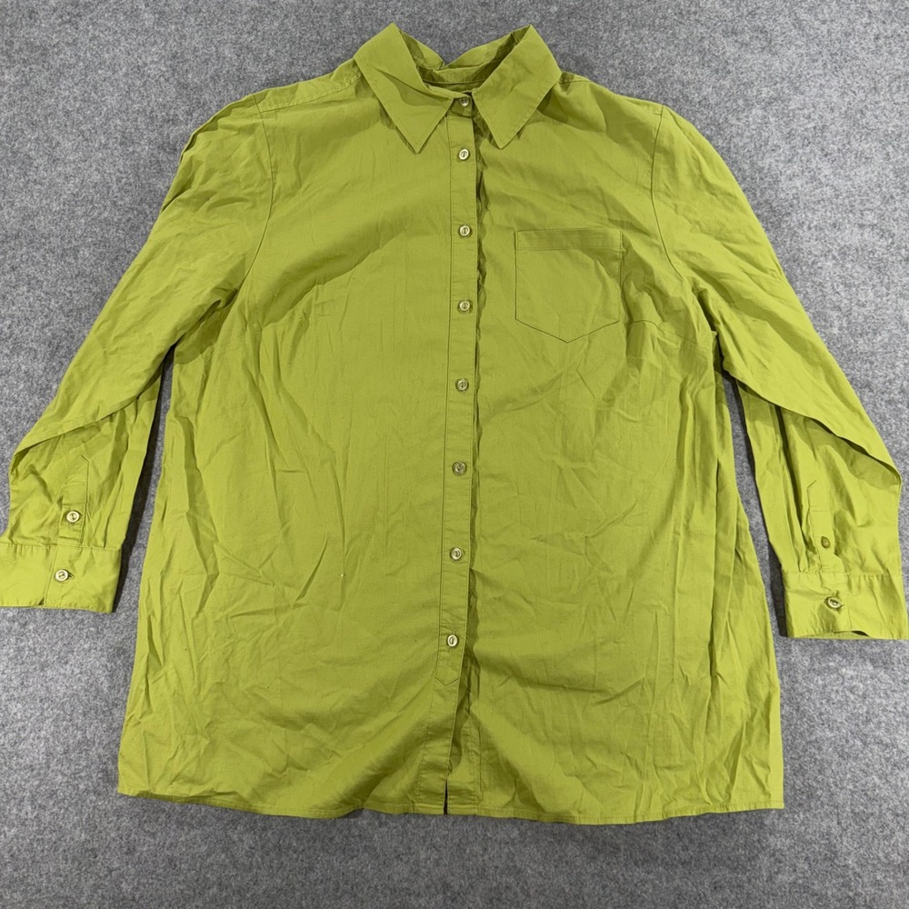 Avenue The Easy Going Boyfriend Shirt Lime Green Cotton Stretch Plus Size 18/20